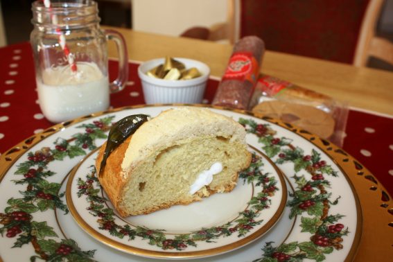 Baby Jesus baked into a Rosca de Reyes