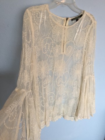 Coachella Lace Embroidered Top Peasent Sleeves SM