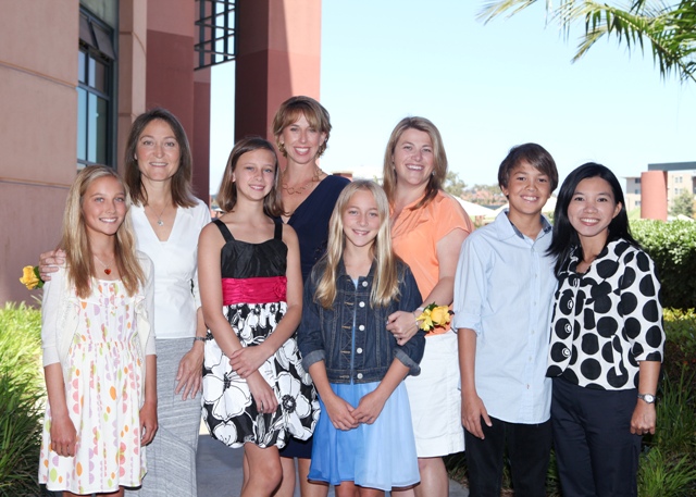 Coronado Middle School Best Moms 2013. From left to right are:  Sydney Zoehrer, Alice Zoehrer, Ashlyn Hirsch, Elizabeth Hirsh, Madellin Ellis, Julie Ellis, Sam Wright, Worarat Wright.  Not captured in this group shot are Sara Boswell (mom) and Lacey Brauer. Photo TWC.