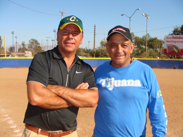 Alejandro Valle, Coronado Little League Player Agent, and Marco Soto during a visit at Liga Municipal de Tijuana