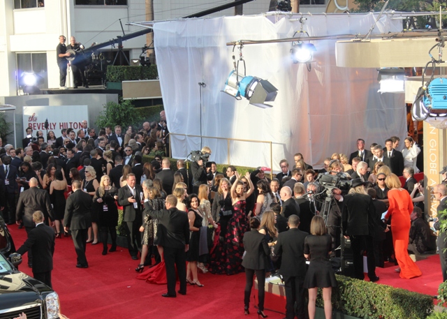 Golden Globes Tina Fey gives fans a Double Wave. Photo S. Valle