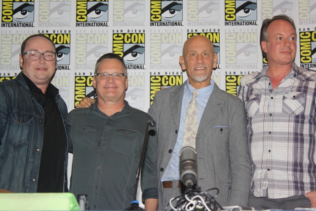 "Penguins of Madagascar" Directors Simon Smith and Eric Darnell, John Malkovich, and Tom McGrath Photo S. Valle