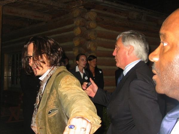 Johnny Depp walking by before the movie. "Pirates of the Caribbean: At World's End" Premier.