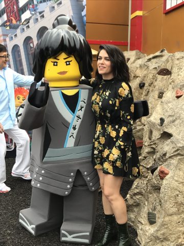 Abbi Jacobson with Nya, her character in The Lego Ninjago Movie 