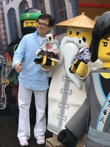 Jackie Chan with Master Wu at Legoland, CA for The Lego Ninjago Movie press junket.