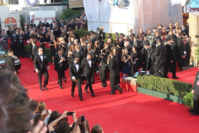 Sean Combs Golden Globes Walks to Fans